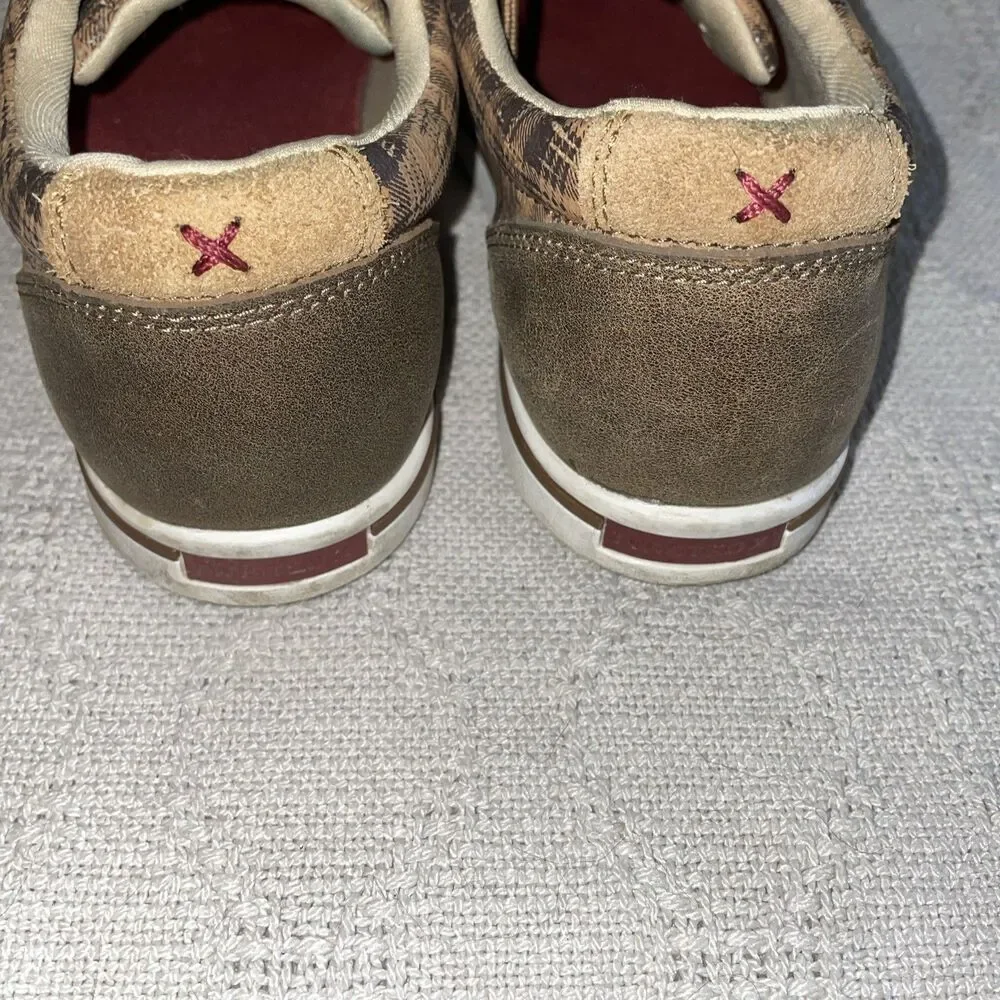 Twisted X Boots Men’s Casual Shoes Size 8.5 Tan Plaid Leather Going Out Comfort